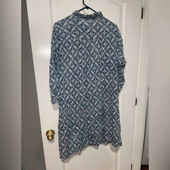 New! Magnolia Pearl Blue Birch Patterned Button Down Tunic 💙 RARE! Onesize - Picture 5 of 15